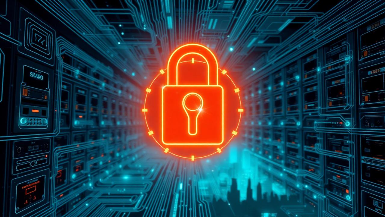 Ein thailändisches Computernetzwerk, das von einer KI überwacht wird und illegale Glücksspielseiten blockiert, mit einem stilisierten Schloss-Symbol über gesperrten Adressen und im Hintergrund verschwommen die Skyline von Bangkok.